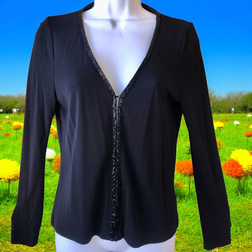 Lauren Ralph Lauren Black Cardigan Sweater BEADS
